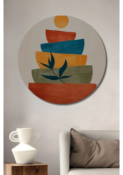 Renkli Kase Dengesi Dekoratif Ahşap Mdf Ev/işyeri Duvar Tablo Yuvarlak Ev/işyeri Duvar Tablo