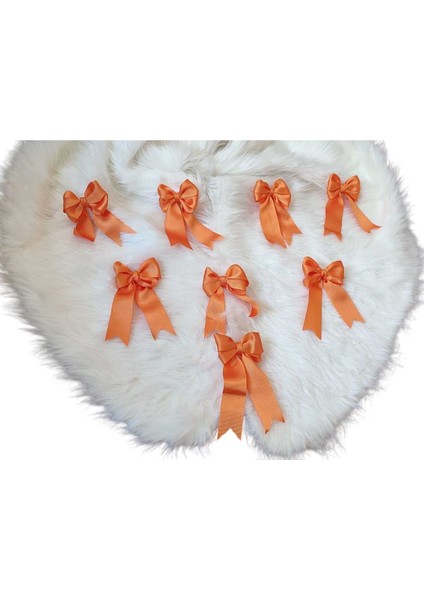 17 Adet Turuncu Yılbaşı Çam Ağaçı Fiyonk Kurdele Yeni Yıl Noel Parti Dekorasyon Süsleri 7x7,5cm modelleri