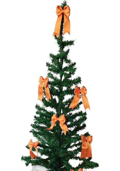 17 Adet Turuncu Yılbaşı Çam Ağaçı Fiyonk Kurdele Yeni Yıl Noel Parti Dekorasyon Süsleri 7x7,5cm fırsatları