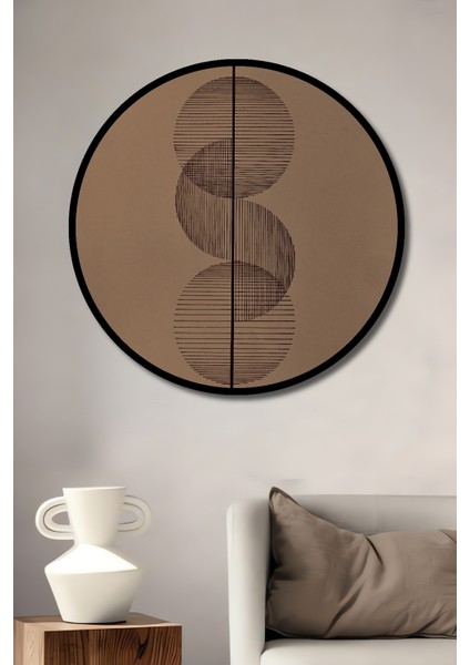 Çerçeve Görünümlü Geometrik Minimalist Dekoratif Ahşap Mdf Ev Duvar Tablo Yuvarlak Ev Duvar Tablo