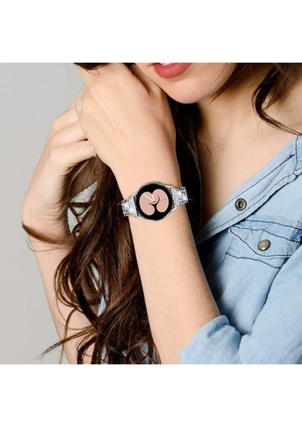 Samsung Galaxy Watch7 44MM/40MM Saat Kayışı Için Yapay Elmas Dekorlu Çift Çıtçıtlı Akıllı Saat Kayışı - Gümüş (Yurt Dışından) modelleri