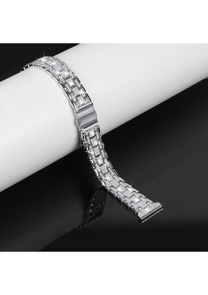 Samsung Galaxy Watch7 44MM/40MM Saat Kayışı Için Yapay Elmas Dekorlu Çift Çıtçıtlı Akıllı Saat Kayışı - Gümüş (Yurt Dışından) indirimleri