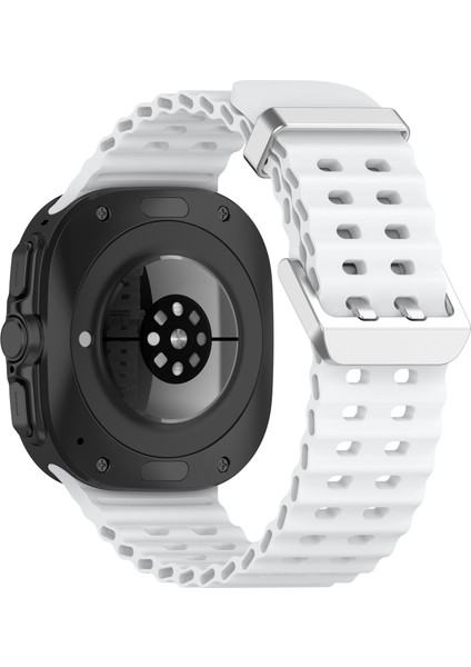 Samsung Galaxy Watch Ultra 47MM Silikon Saat Kayışı Çift Pinli Tokalı Spor Bant-Beyaz (Yurt Dışından)