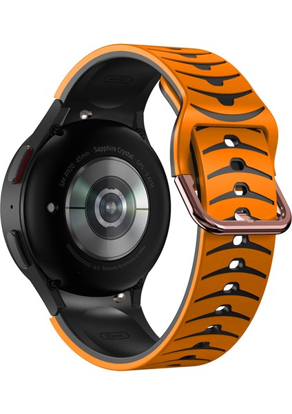 Samsung Galaxy Watch7 44MM 40MM/WATCH Fe 40MM/WATCH6 44MM 40MM Çift Renkli Saat Kayışı - Turuncu + Siyah Için Silikon Kayış (Yurt Dışından)