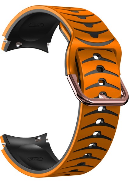Samsung Galaxy Watch7 44MM 40MM/WATCH Fe 40MM/WATCH6 44MM 40MM Çift Renkli Saat Kayışı - Turuncu + Siyah Için Silikon Kayış (Yurt Dışından) modelleri