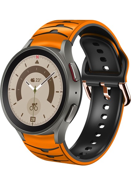 Samsung Galaxy Watch7 44MM 40MM/WATCH Fe 40MM/WATCH6 44MM 40MM Çift Renkli Saat Kayışı - Turuncu + Siyah Için Silikon Kayış (Yurt Dışından) indirimleri
