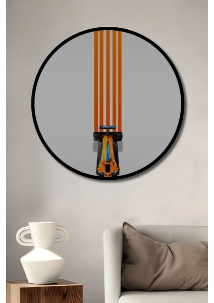 Çerçeve Görünümlü Formula Yarışı Dekoratif Ahşap Mdf Ev Duvar Tablo Yuvarlak Ev Duvar Tablo