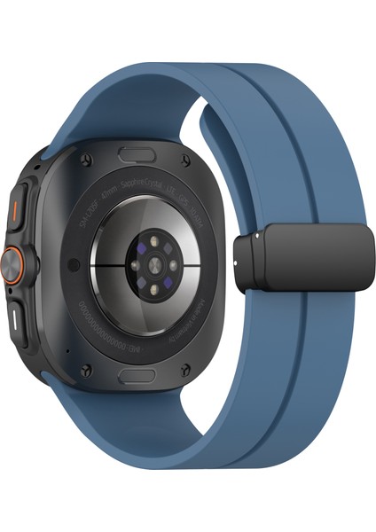 Samsung Galaxy Watch Ultra 47MM Silikon Saat Kayışı Manyetik Katlanır Tokalı Bilek Kayışı - Mavi (Yurt Dışından)