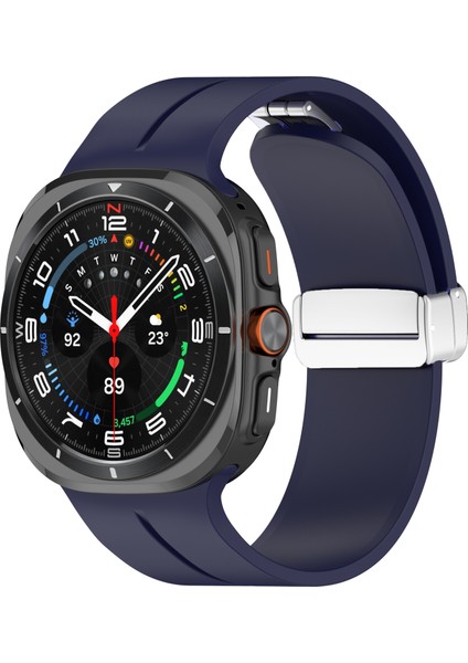 Samsung Galaxy Watch Ultra 47MM Silikon Akıllı Saat Kayışı Gümüş Manyetik Katlanır Tokalı - Gece Mavisi (Yurt Dışından) modelleri