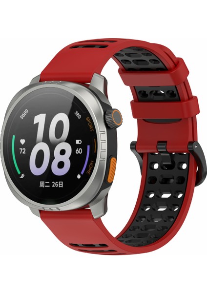 Xiaomi Watch S4 Sport/keep Watch Pilot 1/samsung Galaxy Watch3 45MM Spor Kayışı Için 22MM Silikon Saat Kayışı - Kırmızı+Siyah (Yurt Dışından) modelleri