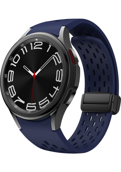 Samsung Galaxy Watch7/watch6/watch 5 Için Silikon Kayış 44MM 40MM Siyah Manyetik Tokalı Bileklik Kayışı - Gece Mavisi (Yurt Dışından) fırsatları