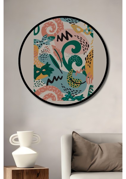 Çerçeve Görünümlü Les Fauves Bohem Ahşap Mdf Dekoratif Ev Duvar Tablo Yuvarlak Ev Duvar Tablo