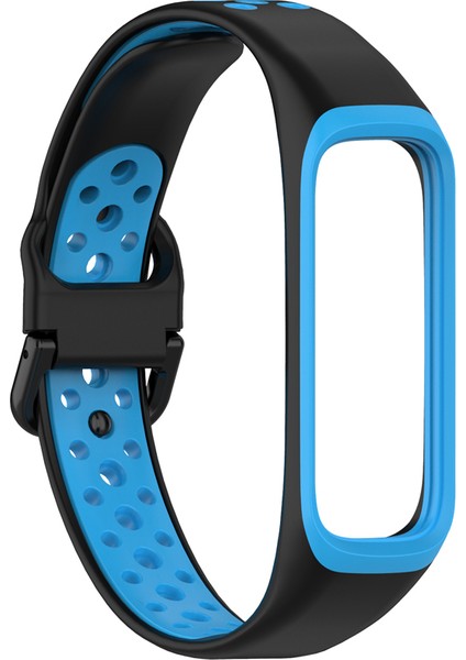 Samsung Galaxy Fit 2 SM-R220 Için Iki Renkli Yumuşak Silikon Saat Kayışı, Yedek Saat Kayışı - Siyah/mavi (Yurt Dışından)
