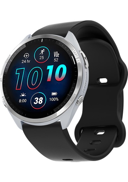 Evrensel 18 mm Düz Renkli Silikon Kayış Şeklinde Tokalı Akıllı Saat Bandı - Siyah (Yurt Dışından) fırsatları