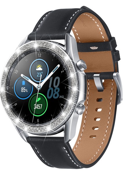 Samsung Galaxy Watch3 45MM - Gümüş Için Parlak Yapay Elmas Dekorlu Çizilmez Saat Çerçeve Halkası (Yurt Dışından) modelleri