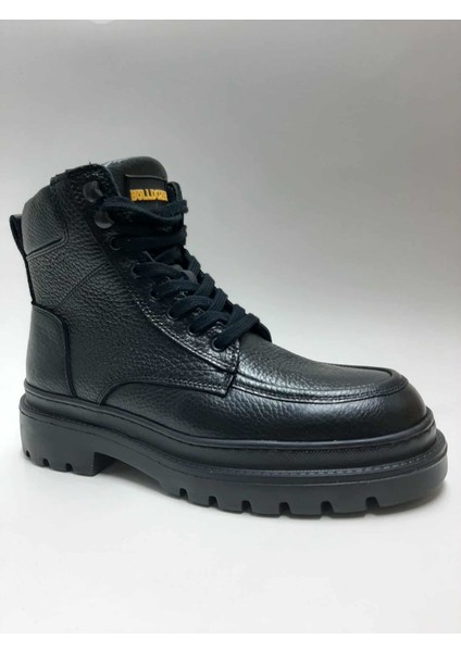 Hakiki Deri Bağcıklı Fermuarlı Siyah Renk Kaymaz Hafif Tabanlı Kışlık Erkek Bot C-8524010968BULL fiyatları