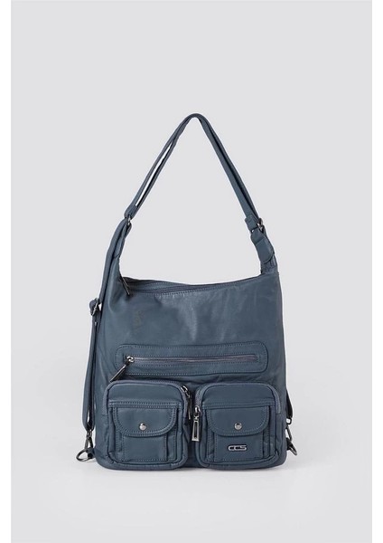 Kinya Mavi Cilt Omuz Çantası