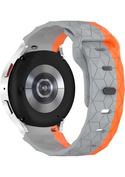 Samsung Galaxy Watch Fe 40MM/WATCH6/WATCH6 Classic/watch 5/watch 5 Pro Silikon Saat Kayışı Futbol Desenli - Gri + Turuncu (Yurt Dışından)