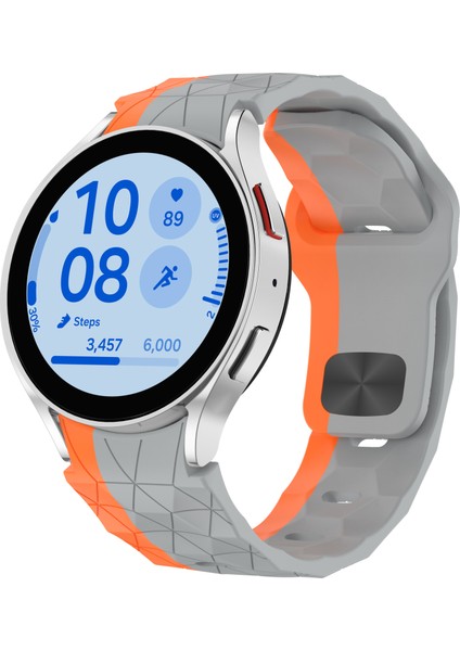 Samsung Galaxy Watch Fe 40MM/WATCH6/WATCH6 Classic/watch 5/watch 5 Pro Silikon Saat Kayışı Futbol Desenli - Gri + Turuncu (Yurt Dışından) indirimleri