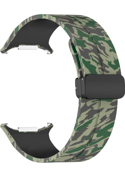 Samsung Galaxy Watch Ultra 47MM Saat Kayışı Kamuflaj Desenli Silikon Kayış ve Manyetik Toka - Ordu Yeşili (Yurt Dışından) modelleri