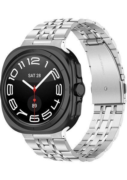 Samsung Galaxy Watch Ultra 47MM Metal Bantlı Paslanmaz Çelik 7 Boncuklu Saat Kayışı Yedek Parçası - Gümüş (Yurt Dışından) fiyatları