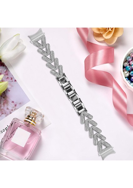 Samsung Galaxy Watch7 44MM/40MM Bükülmüş Saat Kayışı - Gümüş Için Konnektörlü Çinko Alaşımlı Saat Bandı Yapay Elmas Dekor (Yurt Dışından) fırsatları