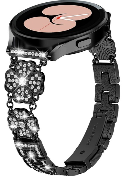 Samsung Galaxy Watch7 44MM/40MM Saat Kayışı Dört Yapraklı Yonca Yapay Elmas Dekorlu Akıllı Saat Kayışı-Siyah (Yurt Dışından) fiyatları