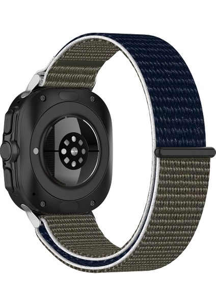 Kalebol Samsung Galaxy Watch Ultra 47MM Saat Kayışı Sihirli Bant Örgülü Naylon Bileklik - Gri + Mavi (Yurt Dışından)