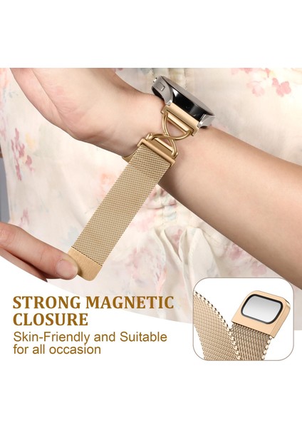 Samsung Galaxy Watch Active2 40MM/44MM Milano Bantlı Elektroliz Kaplama Paslanmaz Çelik Manyetik Saat Kayışı ve x Şeklinde Bağlantı Parçası - Gül Altın (Yurt Dışından) modelleri