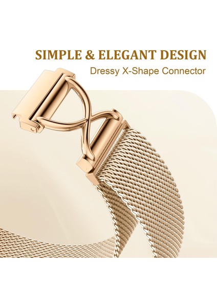 Samsung Galaxy Watch Active2 40MM/44MM Milano Bantlı Elektroliz Kaplama Paslanmaz Çelik Manyetik Saat Kayışı ve x Şeklinde Bağlantı Parçası - Gül Altın (Yurt Dışından) indirimleri