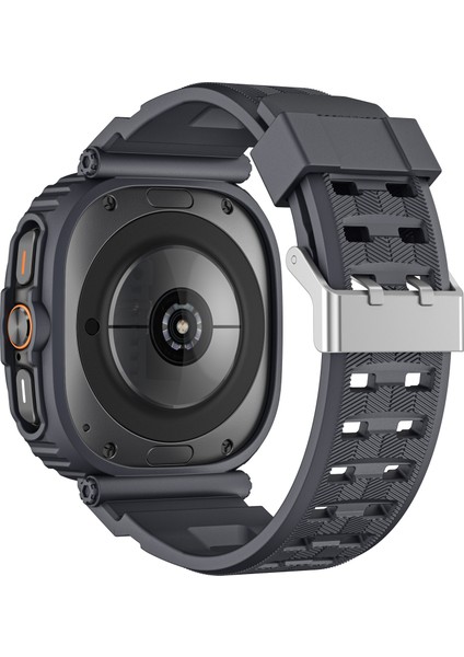 Samsung Galaxy Watch Ultra 47MM Saat Kayışı Tpu Bant ve Pc Saat Kılıfı - Kömür Grisi (Yurt Dışından)