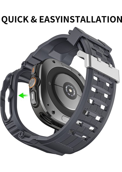 Samsung Galaxy Watch Ultra 47MM Saat Kayışı Tpu Bant ve Pc Saat Kılıfı - Kömür Grisi (Yurt Dışından) modelleri