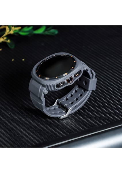 Samsung Galaxy Watch Ultra 47MM Saat Kayışı Tpu Bant ve Pc Saat Kılıfı - Kömür Grisi (Yurt Dışından) indirimleri