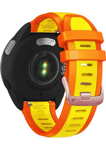 Samsung Galaxy Watch6 44MM 40MM/WATCH6 Classic 47MM 43MM/WATCH 5 44MM 40MM Gül Altın Tokalı Çift Renkli Bant - Sarı+Turuncu 20MM Silikon Kayış (Yurt Dışından)