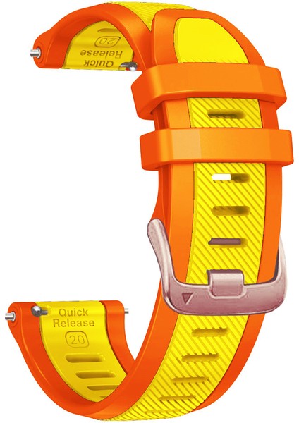 Samsung Galaxy Watch6 44MM 40MM/WATCH6 Classic 47MM 43MM/WATCH 5 44MM 40MM Gül Altın Tokalı Çift Renkli Bant - Sarı+Turuncu 20MM Silikon Kayış (Yurt Dışından) modelleri