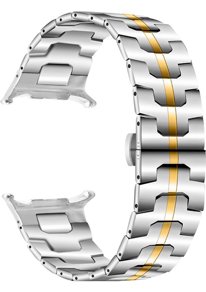 Samsung Galaxy Watch Ultra 47MM Saat Bilekliği Paslanmaz Çelik Saat Kayışı - Gümüş/altın (Yurt Dışından)