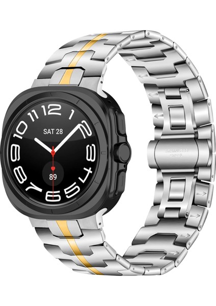 Samsung Galaxy Watch Ultra 47MM Saat Bilekliği Paslanmaz Çelik Saat Kayışı - Gümüş/altın (Yurt Dışından) fiyatları