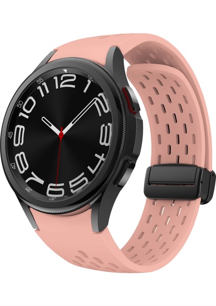 Samsung Galaxy Watch7/watch6/watch 5 Için Silikon Kayış 44MM 40MM Siyah Manyetik Tokalı Bileklik Kayışı - Pembe (Yurt Dışından) fırsatları