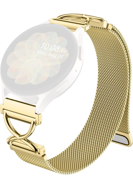 Samsung Galaxy Watch3 41MM Milano Bantlı Elektroliz Kaplama Paslanmaz Çelik Manyetik Saat Kayışı ve x Şeklinde Bağlantı Parçası - Altın (Yurt Dışından)