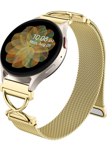 Samsung Galaxy Watch3 41MM Milano Bantlı Elektroliz Kaplama Paslanmaz Çelik Manyetik Saat Kayışı ve x Şeklinde Bağlantı Parçası - Altın (Yurt Dışından) fiyatları