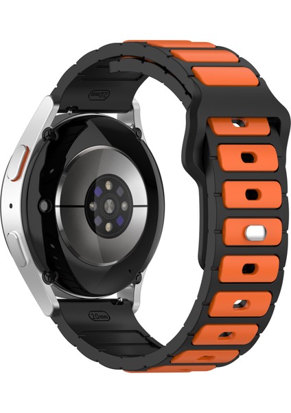 Samsung Galaxy Watch3 45MM/GALAXY Watch 46MM/GEAR S3 Classic Evrensel 22MM Çift Renkli Saat Kayışı Için Silikon Kayış - Siyah+Turuncu (Yurt Dışından)