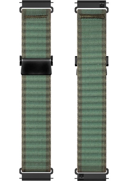 Dux Ducıs Yc Serisi Samsung Galaxy Watch3 45MM/XIAOMI Watch S4 Sport Naylon Saat Kayışı 22MM Kanca Tokalı Kayış-Yeşil (Yurt Dışından)