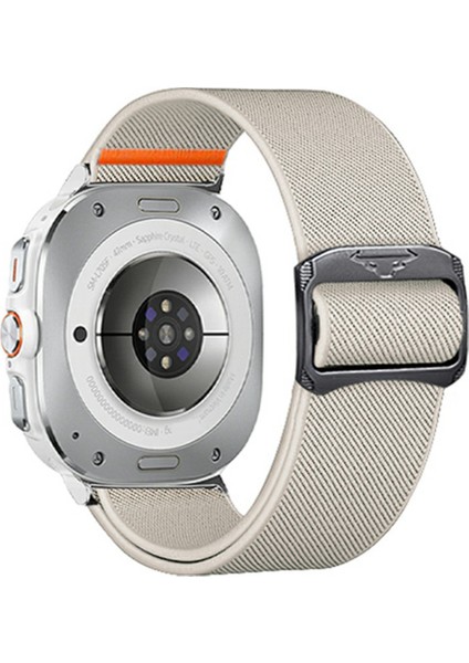 Samsung Galaxy Watch Ultra 47MM Naylon Kayış Elastik Yedek Saat Bandı-Starlight (Yurt Dışından)