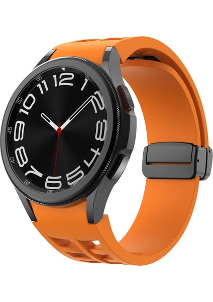 Samsung Galaxy Watch Fe/7/6/5/4 Saat Kayışı Için Manyetik Katlanır Tokalı Şık Silikon Kayış - Turuncu (Yurt Dışından) fiyatları