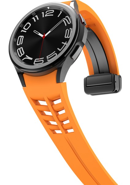 Samsung Galaxy Watch Fe/7/6/5/4 Saat Kayışı Için Manyetik Katlanır Tokalı Şık Silikon Kayış - Turuncu (Yurt Dışından) fırsatları