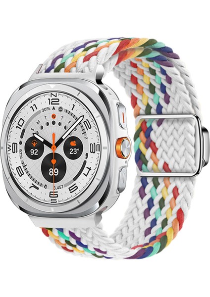 Samsung Galaxy Watch Ultra 47MM Örgülü Saat Kayışı Manyetik Bileklik - Beyaz Gökkuşağı + Gümüş Toka (Yurt Dışından) fırsatları