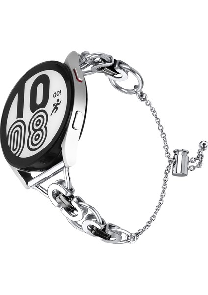 Samsung Galaxy Watch Fe 40MM Akıllı Saat Kayışı Tek Zincir Stil Metal Bilezik - Gümüş + Siyah (Yurt Dışından) fiyatları