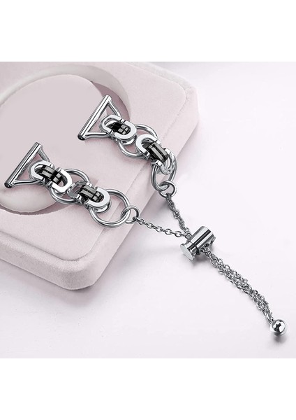 Samsung Galaxy Watch Fe 40MM Akıllı Saat Kayışı Tek Zincir Stil Metal Bilezik - Gümüş + Siyah (Yurt Dışından) modelleri