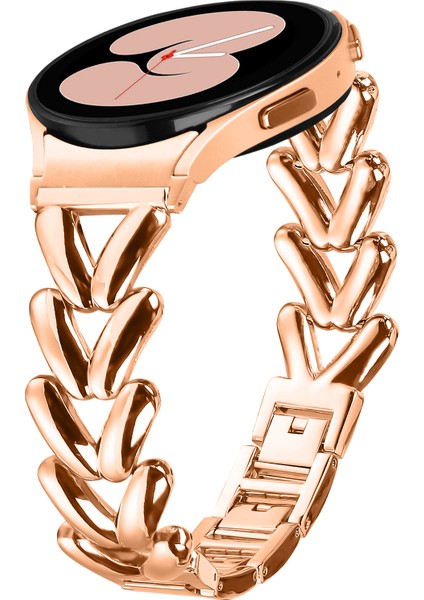 Samsung Galaxy Watch7 44MM/40MM Hızlı Çıkarma Bağlantılı Bükülmüş Saat Kayışı Için Çinko Alaşımlı Saat Kayışı - Gül Altını (Yurt Dışından) fiyatları
