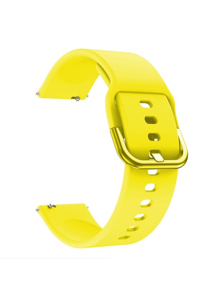 Samsung Galaxy Watch 42MM Için 20MM Silikon Saat Kayışı, Düz Renkli Ayarlanabilir Saat Bilek Bandı - Sarı (Yurt Dışından)